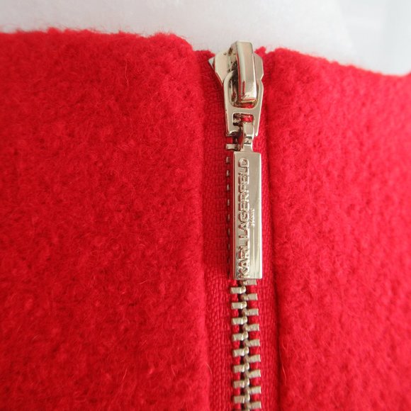 KARL LAGERFELD PARIS Women's Red Jumper Sleeveless Woold Blend Dress Sz 8 *Flaw - Picture 5 of 16